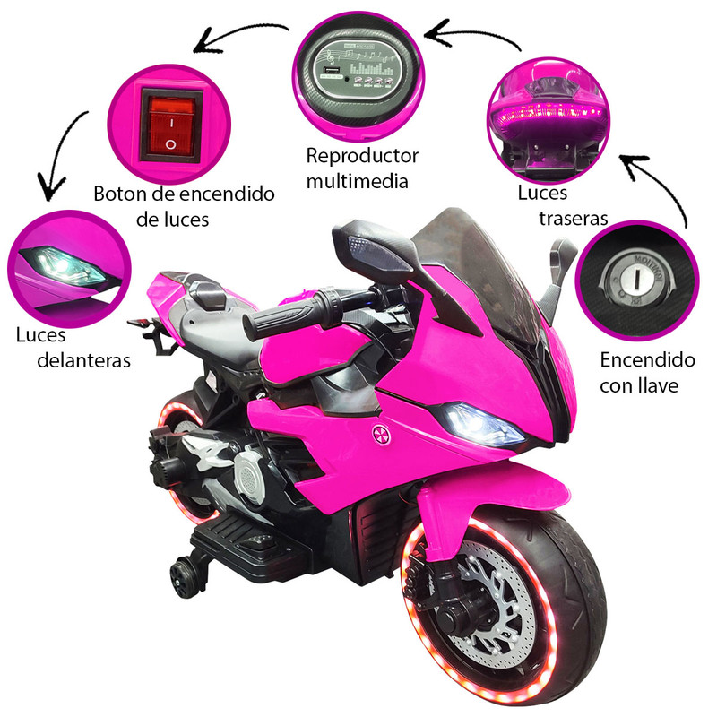 Foto 6 pulgar | Montable Electrico Tipo Moto Deportiva Generico Rosa