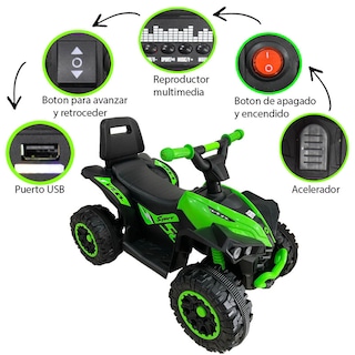 Foto 4 | Mini Cuatrimoto Eléctrica Verde para Niños con Sonido y Luces LED