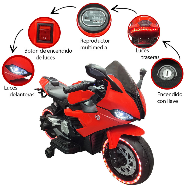 Foto 6 pulgar | Montable Electrico Tipo Moto Deportiva Generico Rojo
