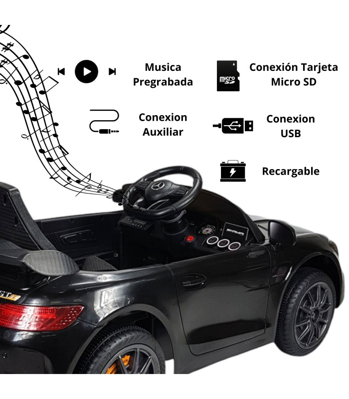 Foto 4 pulgar | Montable Eléctrico para Niños Carro AMG con Control Remoto y Luz Led 12v - Negro