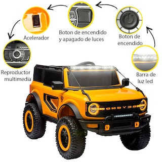 Foto 6 | Montable Electrico Tipo Camioneta Amarillo con Luces y Conexión USB