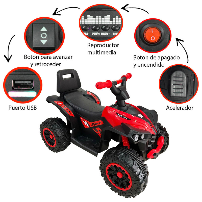 Foto 5 | Montable Eléctrico Cuatrimoto Rojo