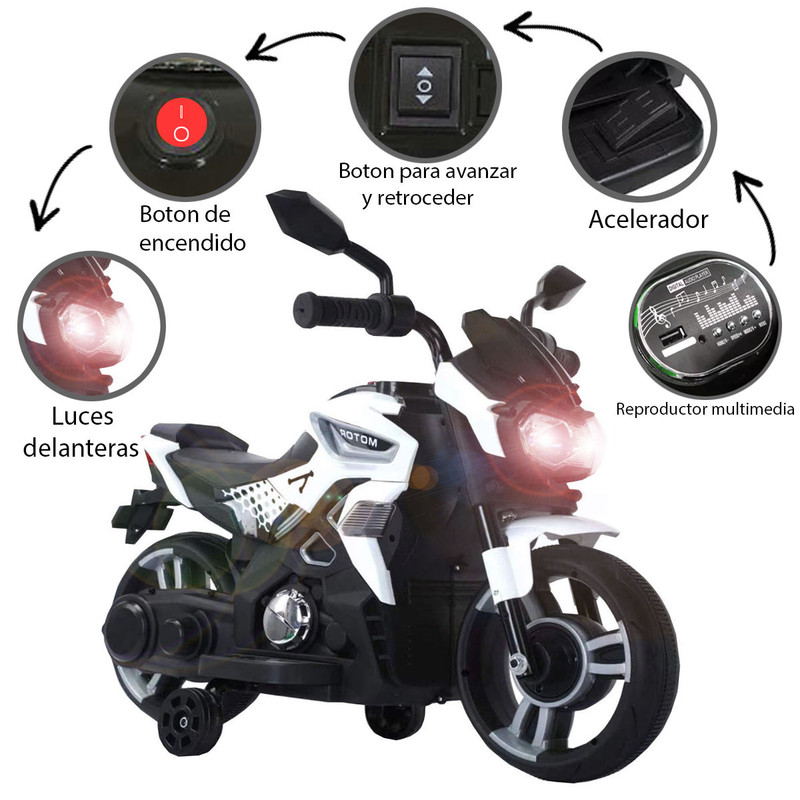 Foto 6 pulgar | Montable Eléctrico Mini Moto Blanca