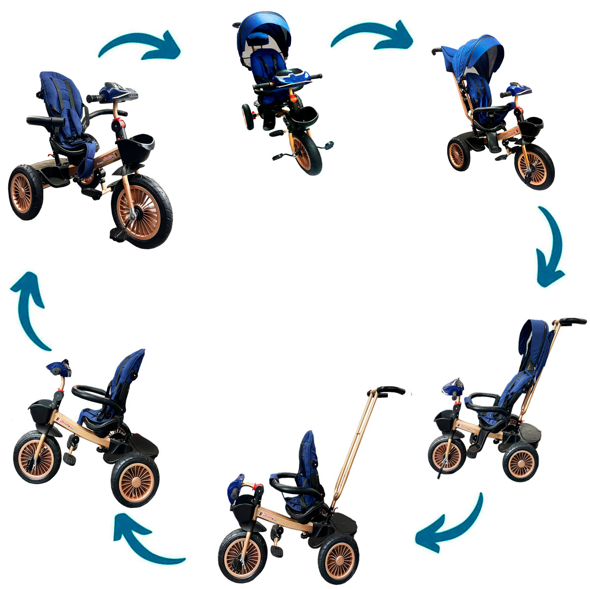 Foto 5 pulgar | Triciclo Infantil con Asiento Reclinable Azul