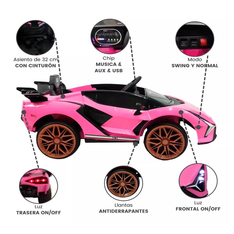 Foto 4 | Montable Electrico Lamborghini Para Niña Color Rosa