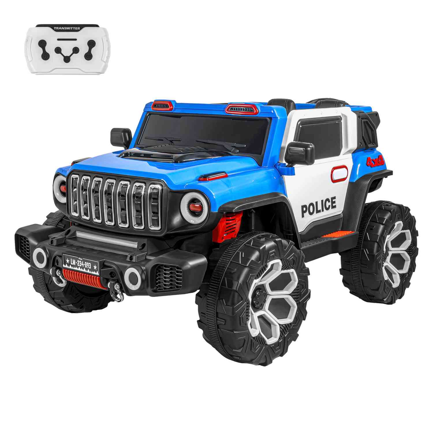 Carro Montable Electrico Control Remoto 4x4 Musica Bluetooth Policia