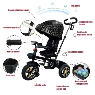 Foto 2 | Triciclo Infantil con Asiento Reclinable Negro