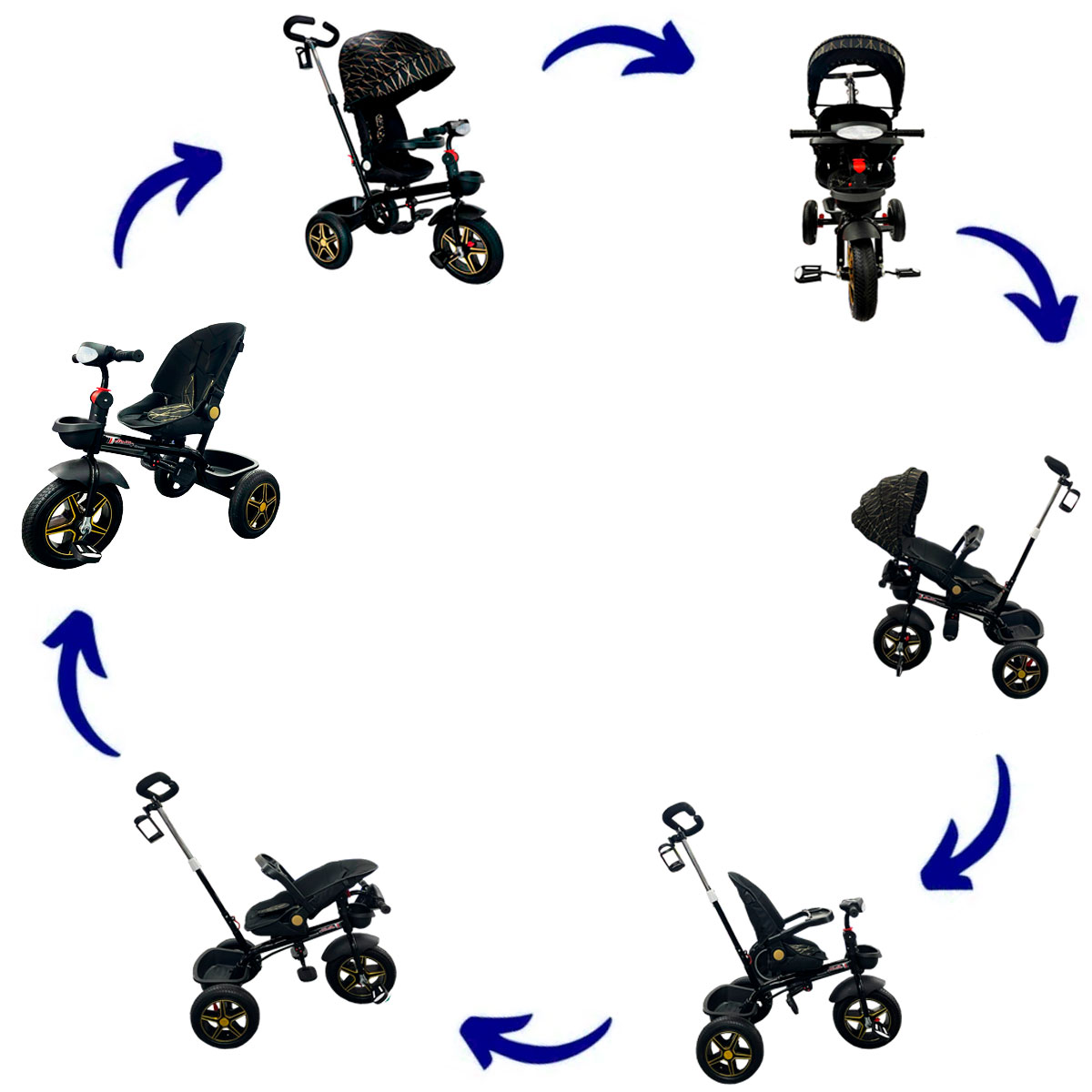 Foto 7 pulgar | Triciclo con Asiento Reclinable Negro