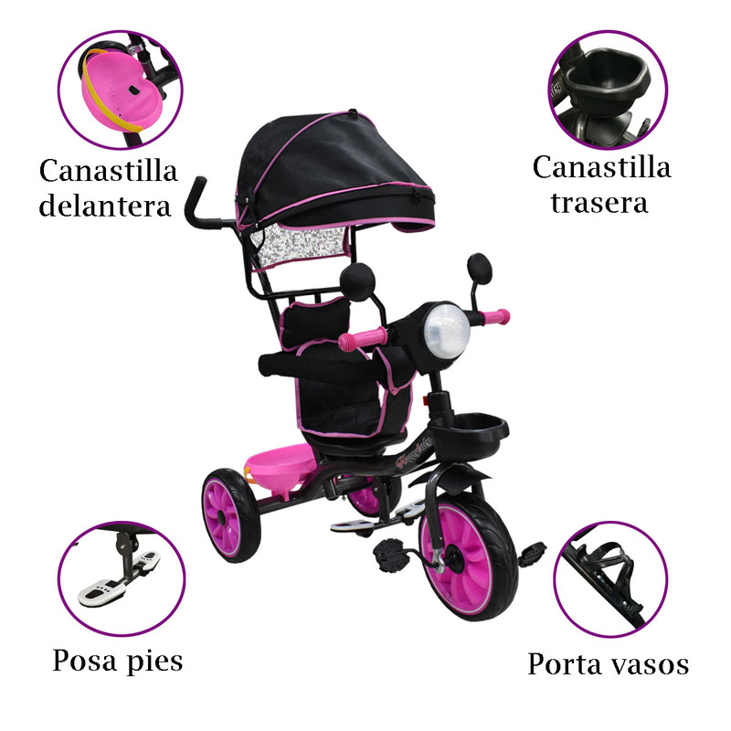 Foto 5 pulgar | Triciclo Infantil con Asiento Reclinable Rosa