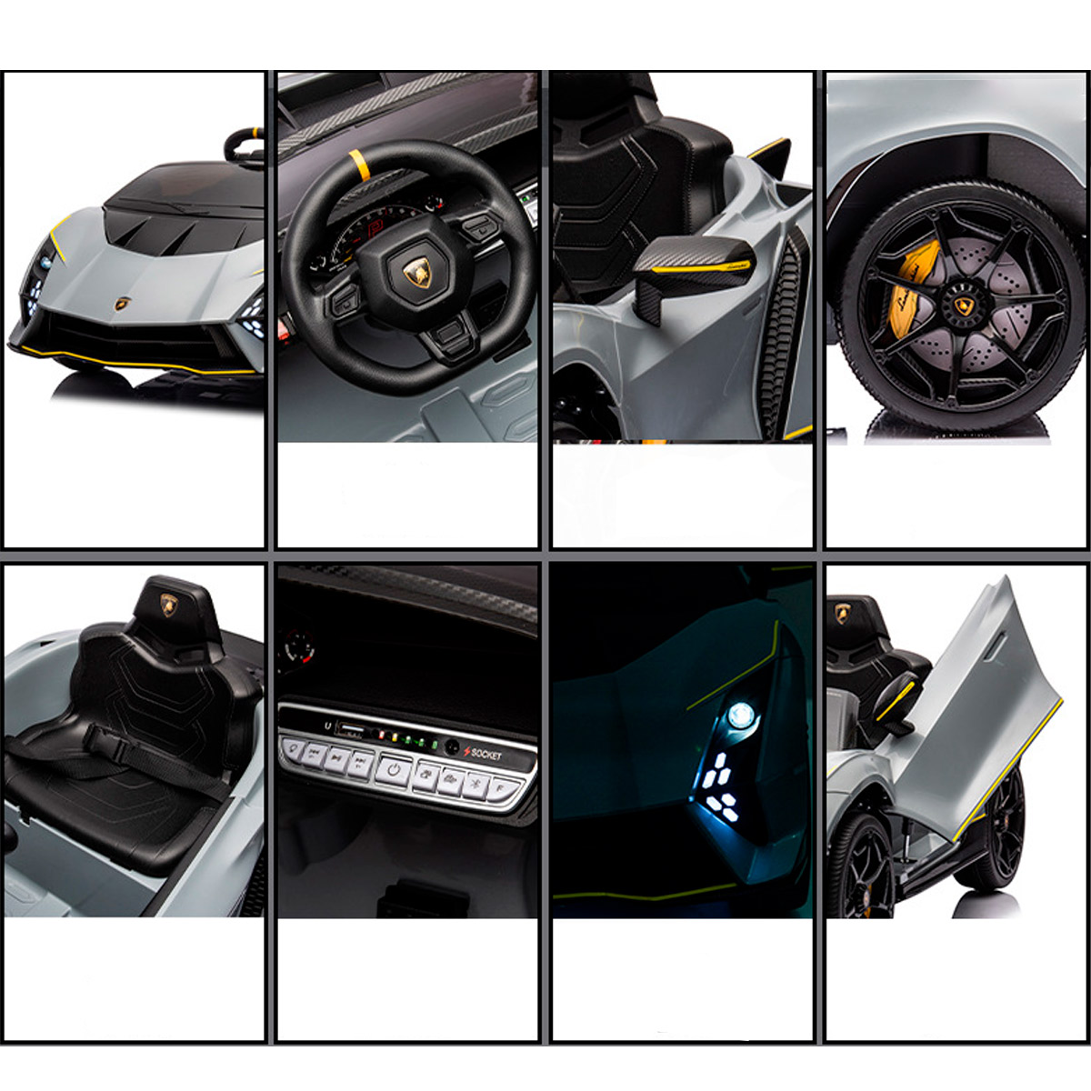 Foto 6 pulgar | Montable Eléctrico Lamborghini Veneno Gris