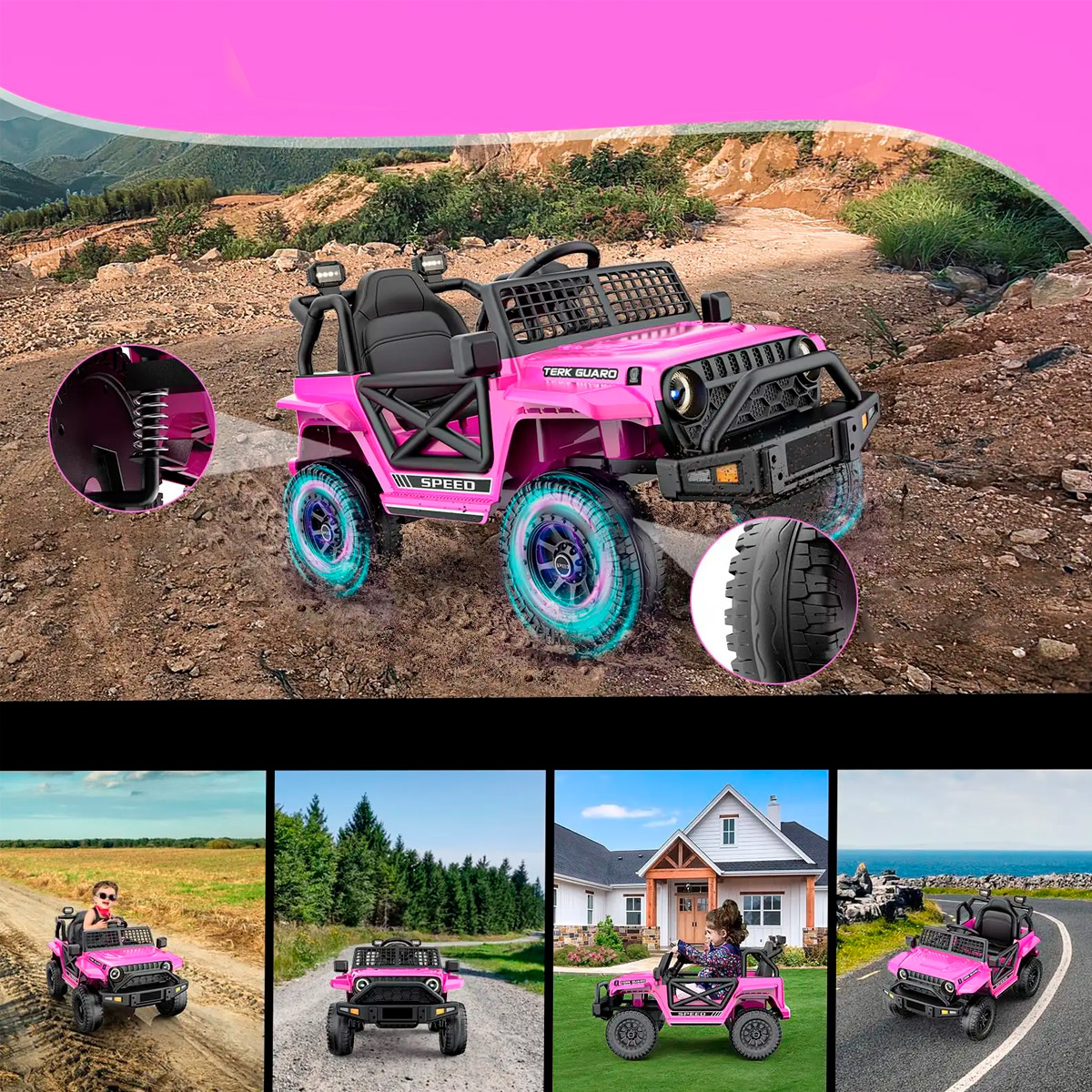 Foto 4 pulgar | Montable Eléctrico 4x4 Rosa con Luces y Música