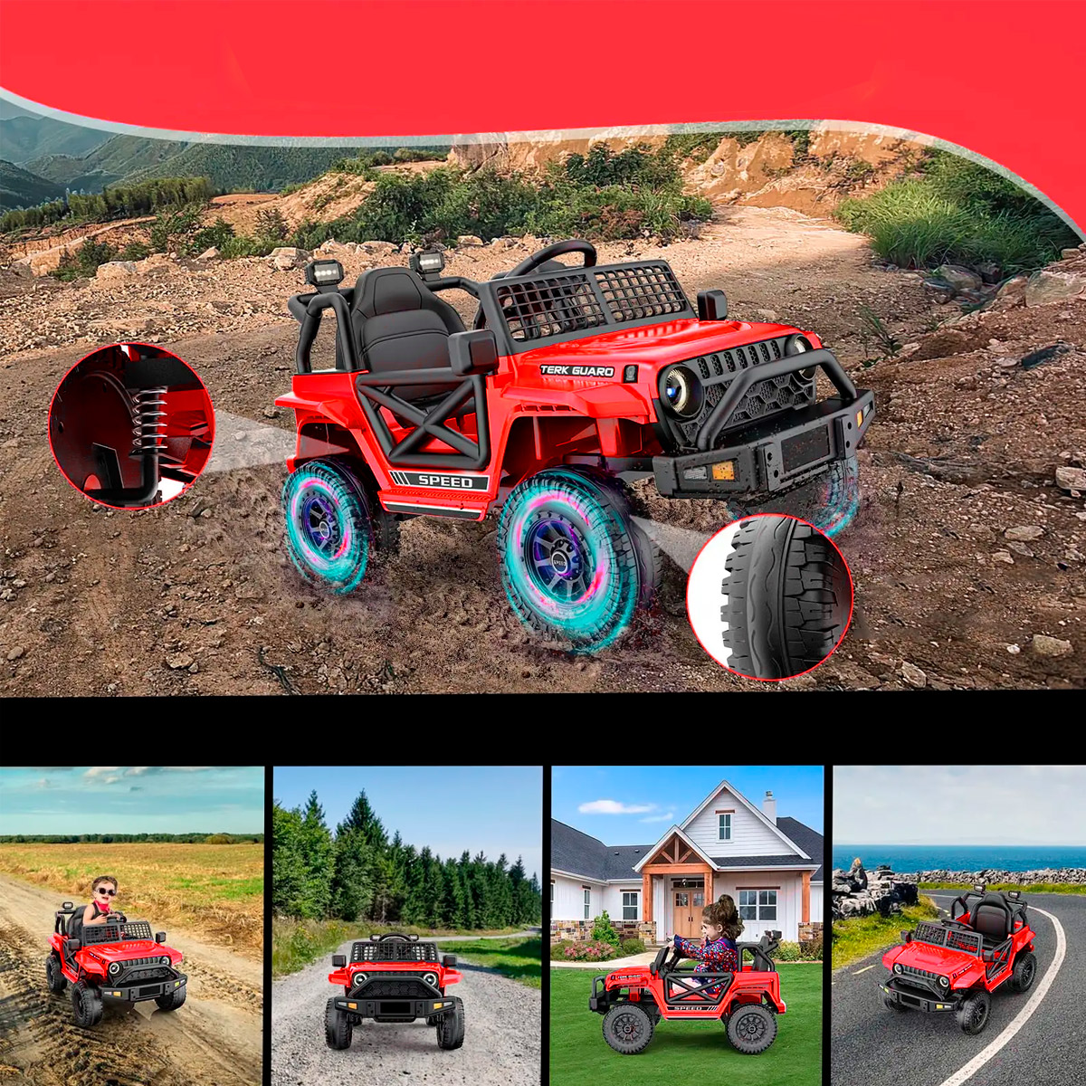Foto 4 pulgar | Montable Electrico 4x4 Rojo