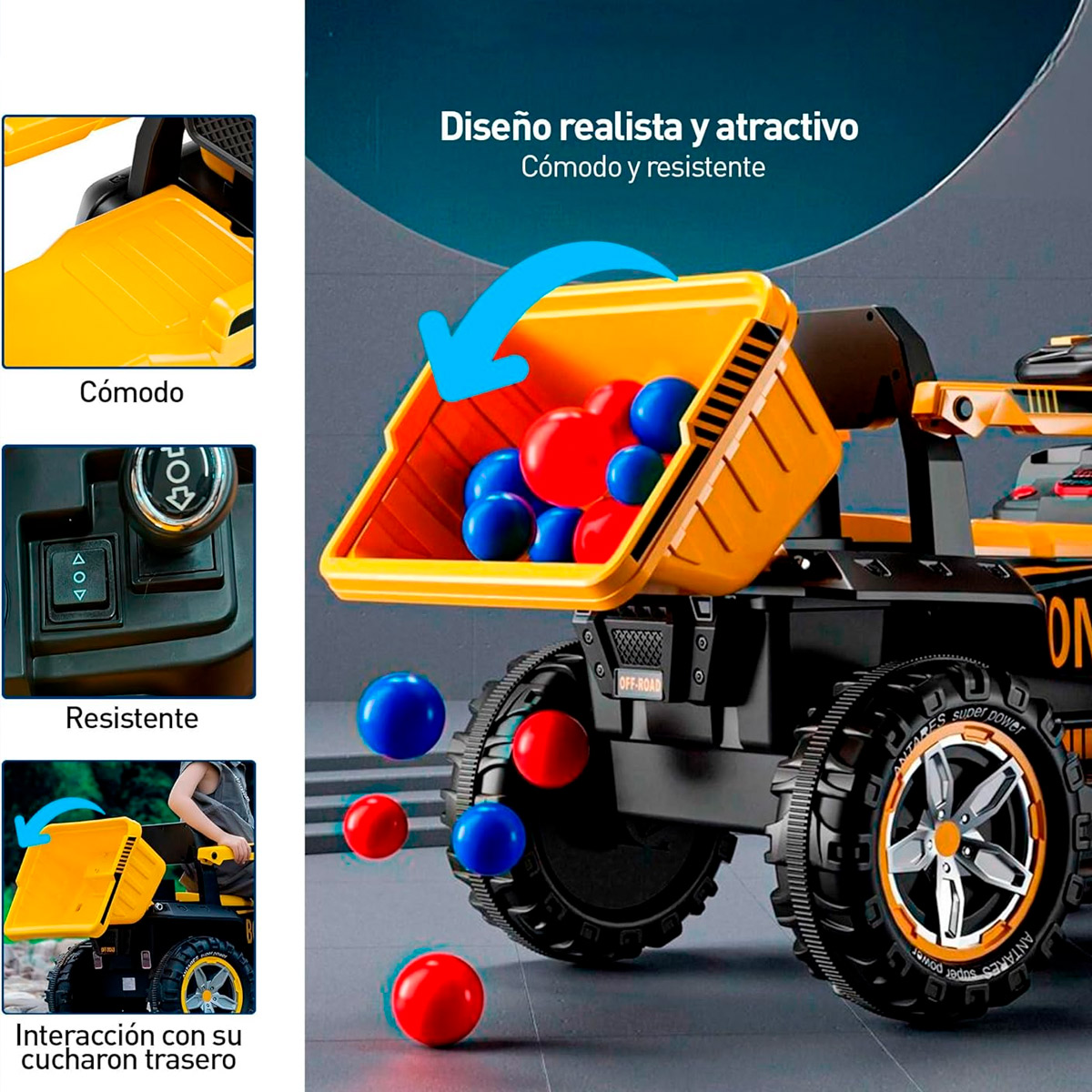 Foto 7 pulgar | Montable Eléctrico Excavadora con Luz y Sonido Le Monde