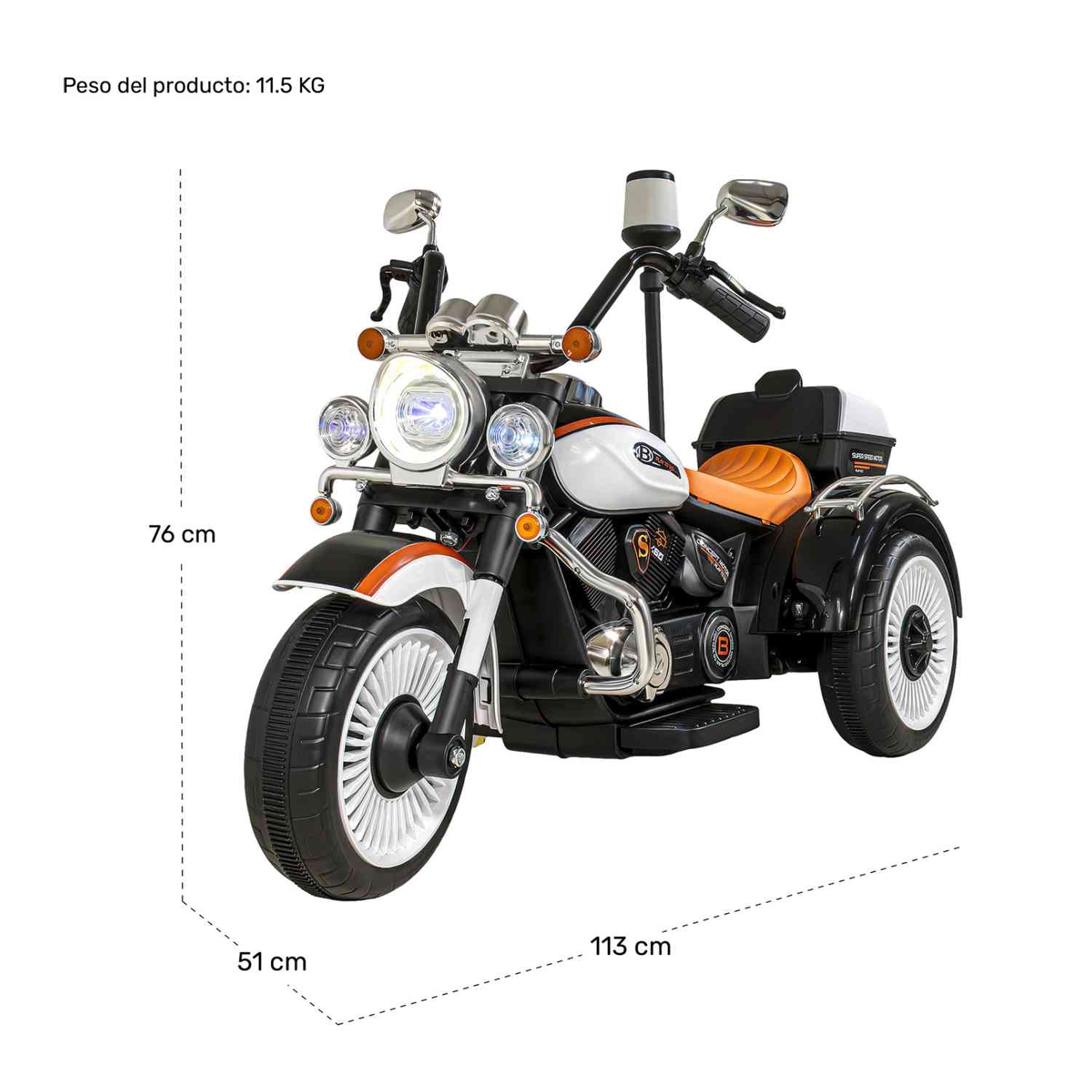 Foto 7 pulgar | Motocicleta Montable Chopper Niños Policia Bluetooth Usb