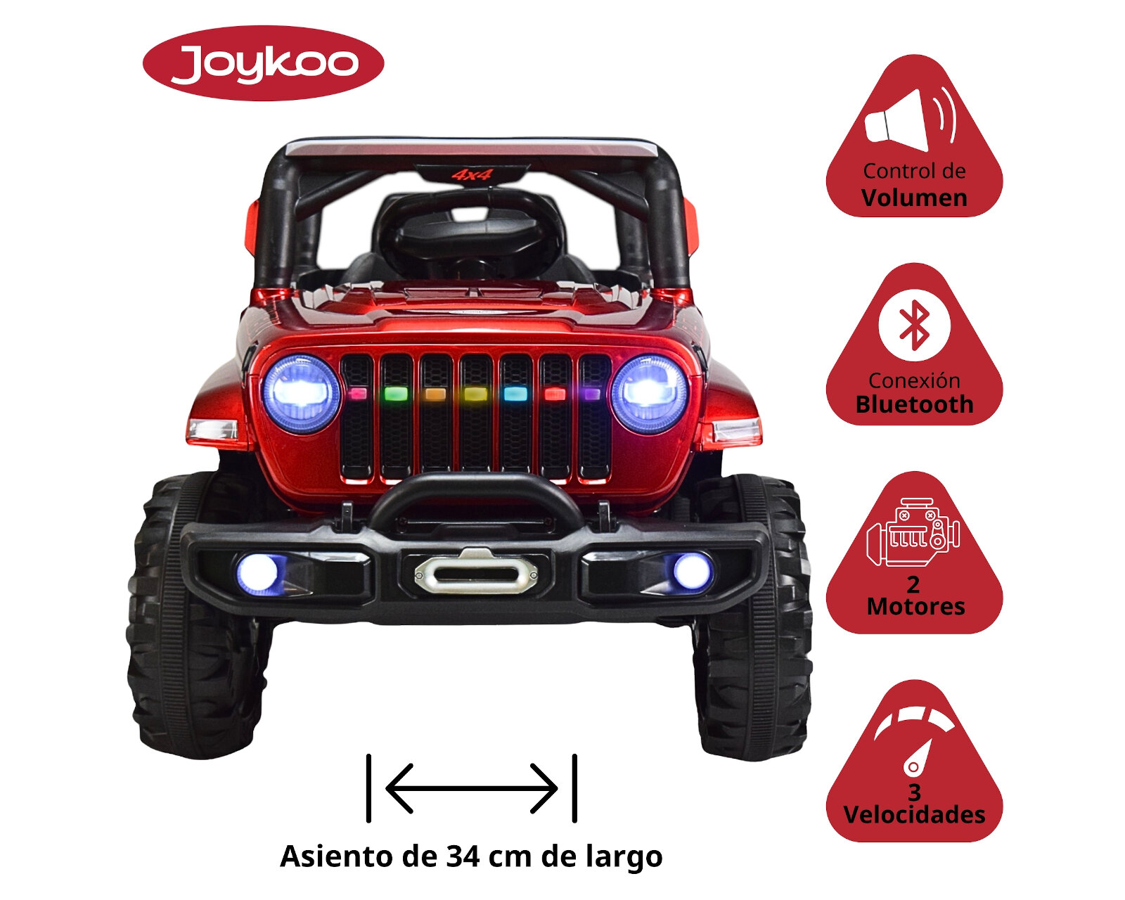 Foto 4 pulgar | Montable Electrico Camioneta 4x4 Control Remoto Luz Led 12v - Rojo