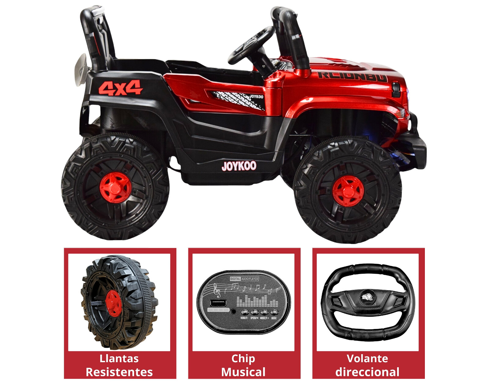 Foto 5 pulgar | Montable Electrico Camioneta 4x4 Control Remoto Luz Led 12v - Rojo