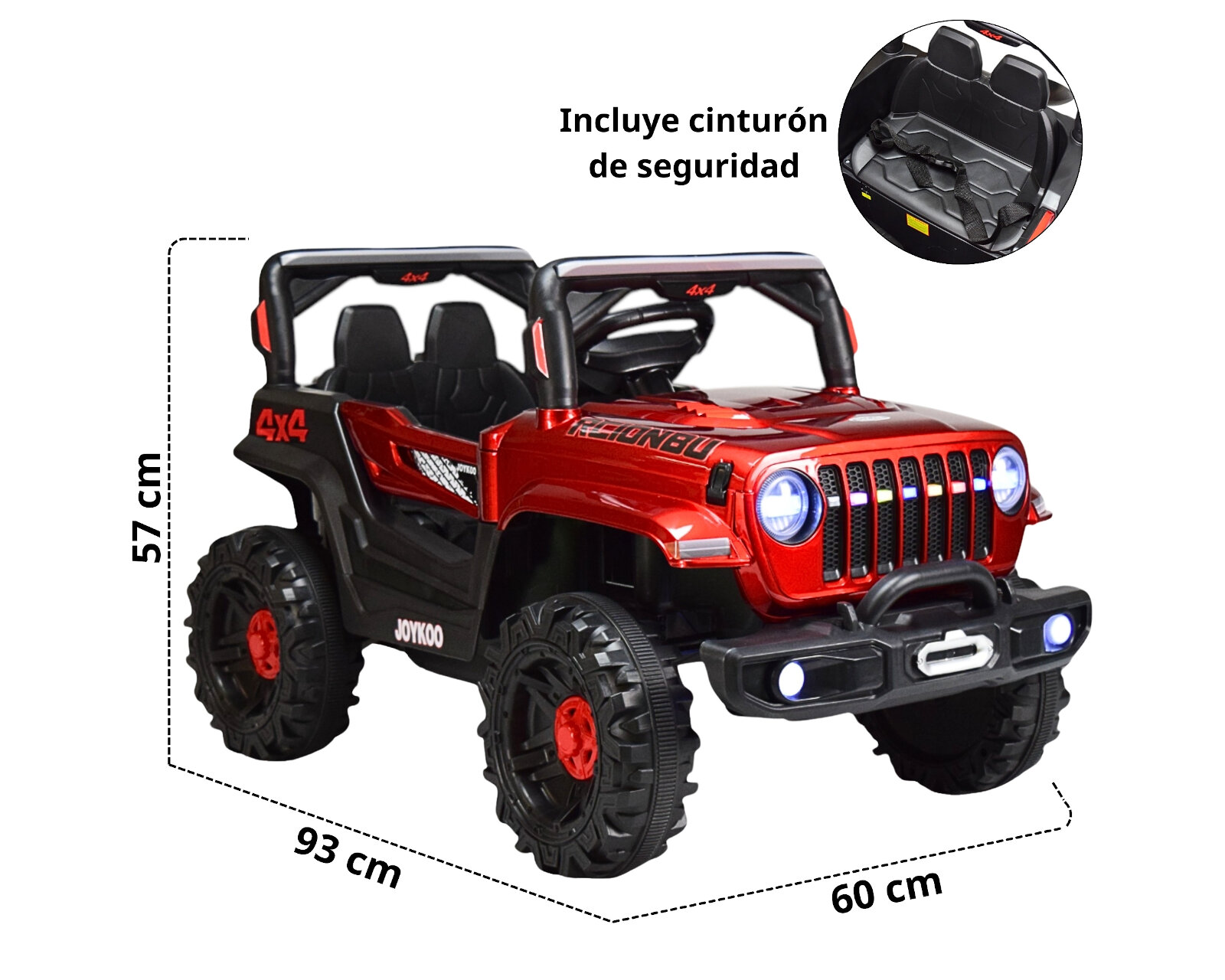 Foto 6 | Montable Electrico Camioneta 4x4 Control Remoto Luz Led 12v - Rojo