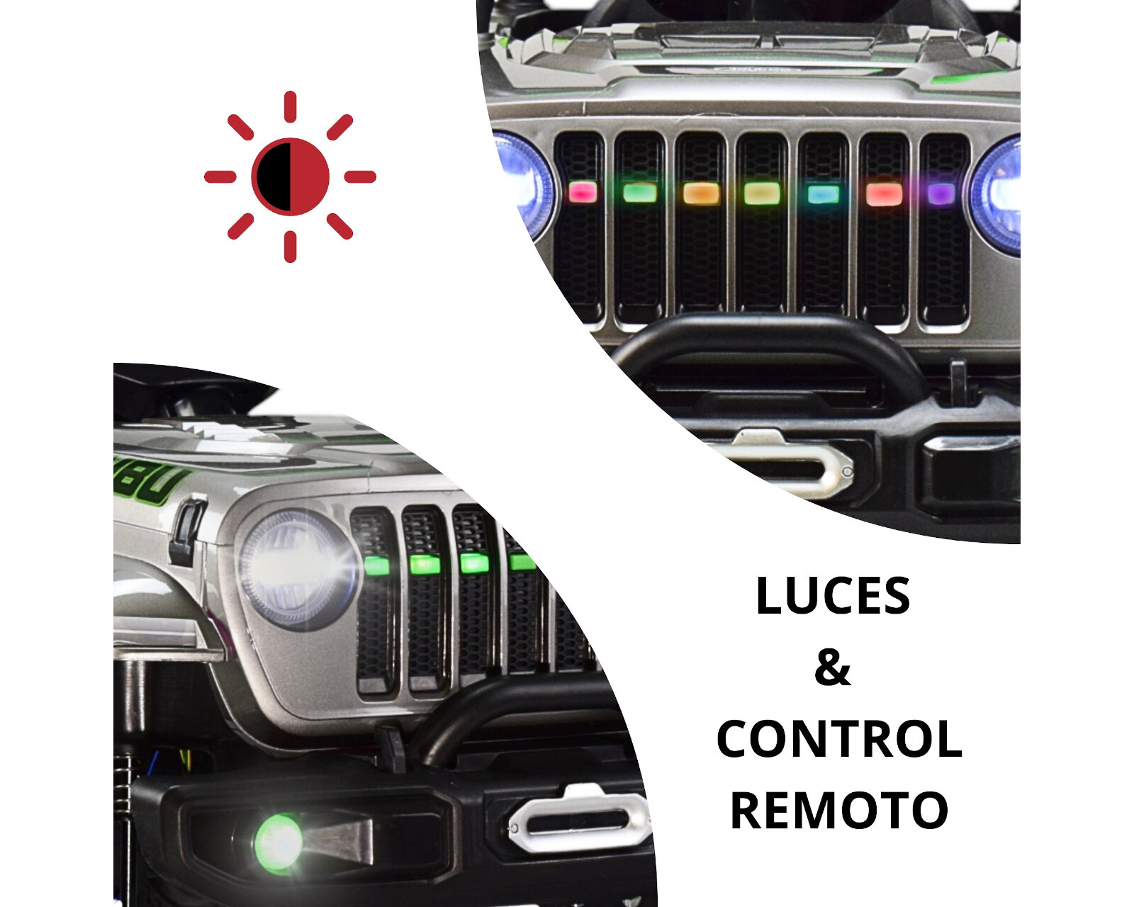 Foto 3 pulgar | Montable Electrico Camioneta 4x4 Control Remoto Luz Led 12v - Gris