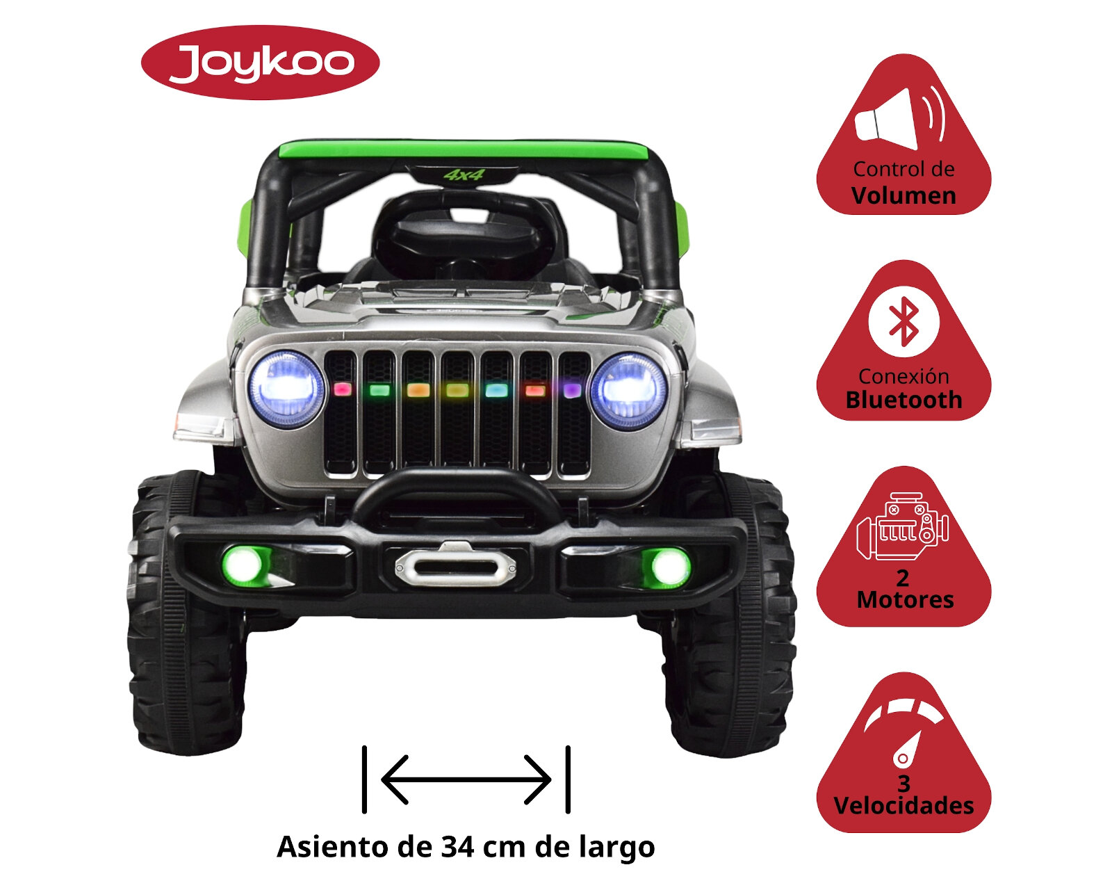 Foto 4 pulgar | Montable Electrico Camioneta 4x4 Control Remoto Luz Led 12v - Gris