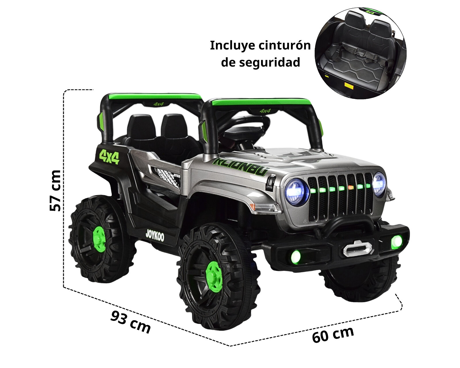 Foto 7 pulgar | Montable Electrico Camioneta 4x4 Control Remoto Luz Led 12v - Gris