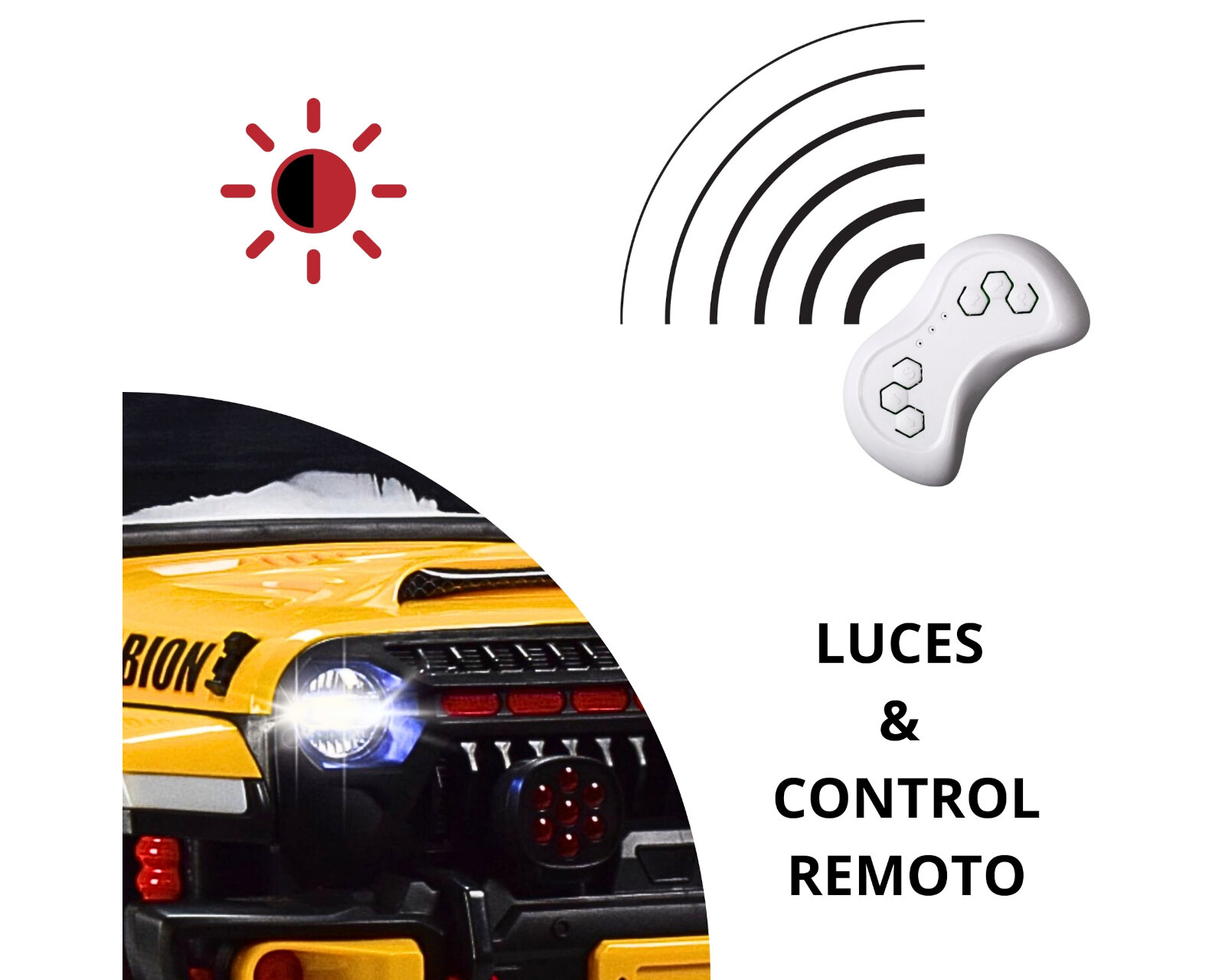 Foto 3 pulgar | Montable Electrico Camioneta Para Niños Control Remoto Luz 12v - Amarillo