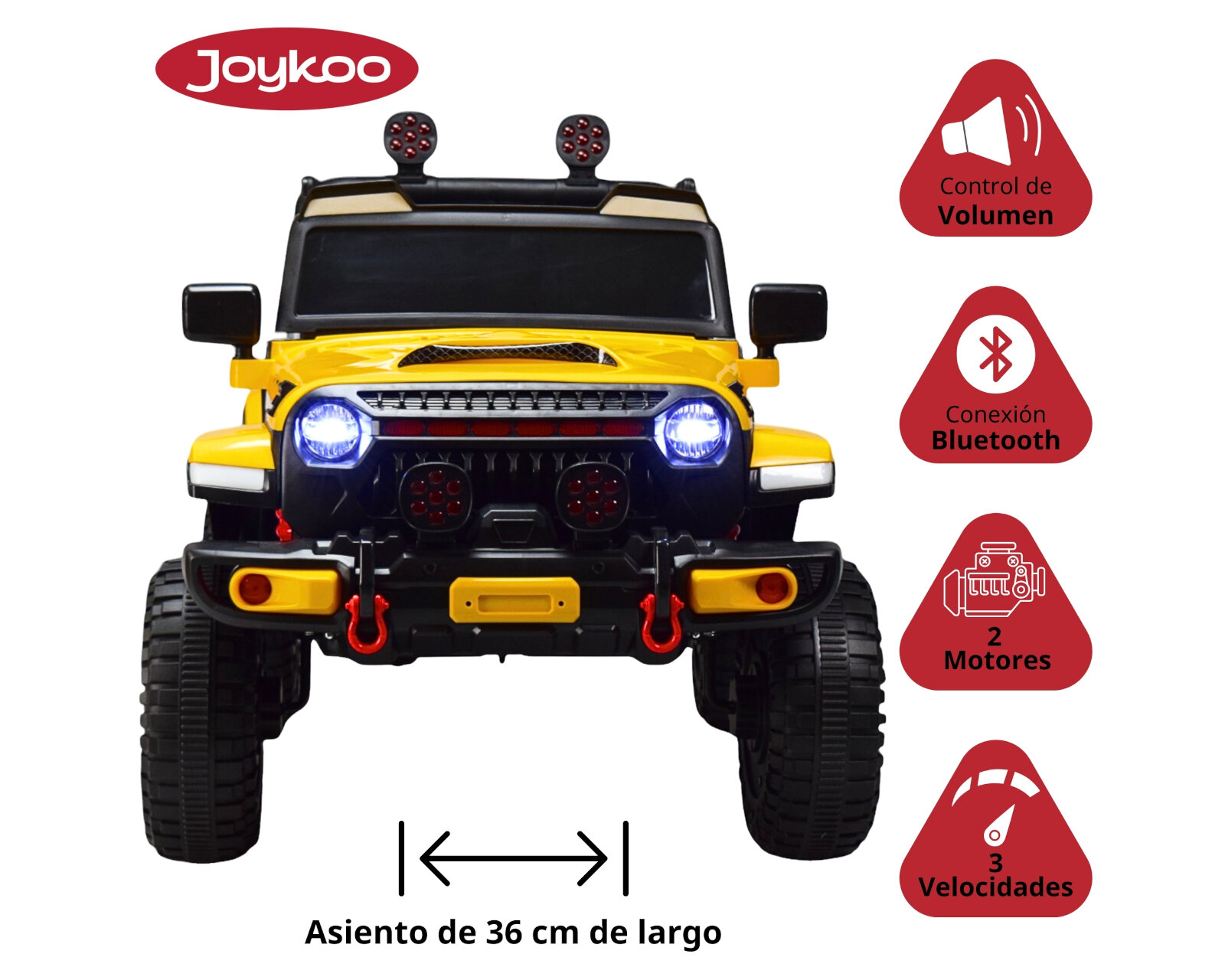 Foto 4 pulgar | Montable Electrico Camioneta Para Niños Control Remoto Luz 12v - Amarillo