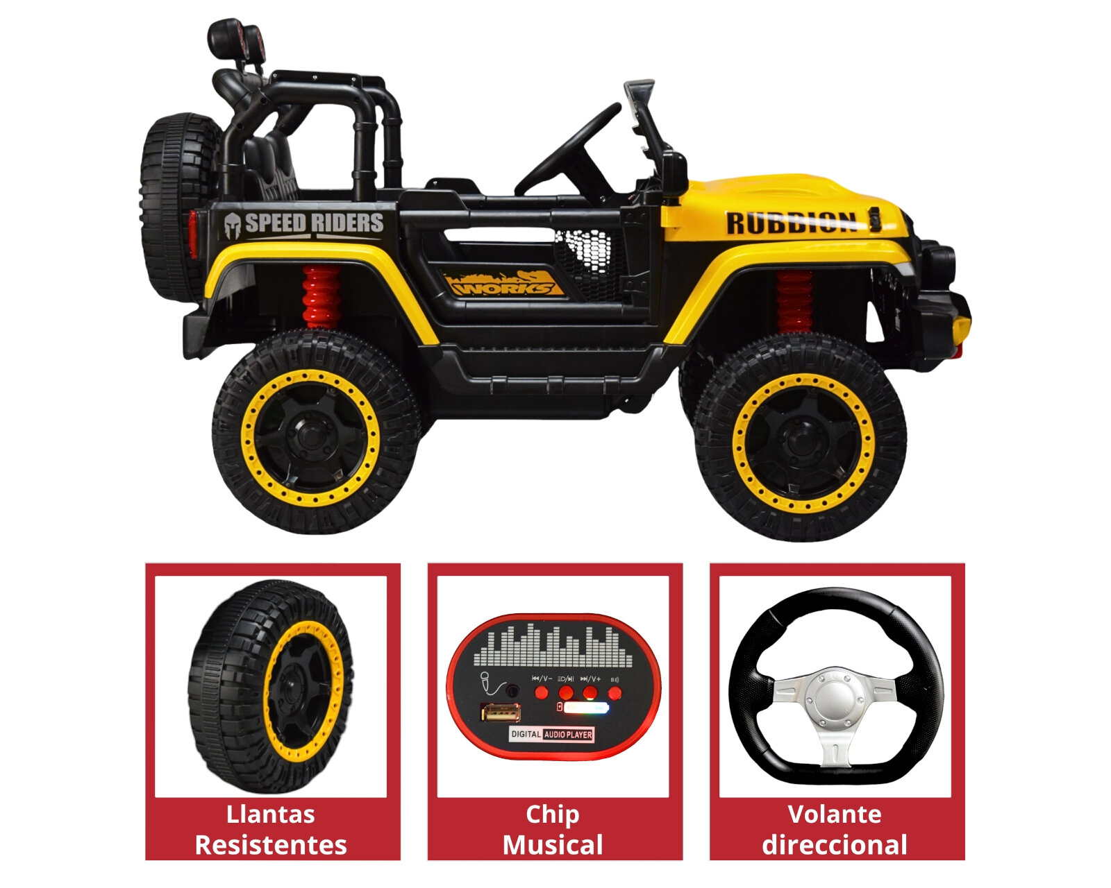 Foto 5 pulgar | Montable Electrico Camioneta Para Niños Control Remoto Luz 12v - Amarillo
