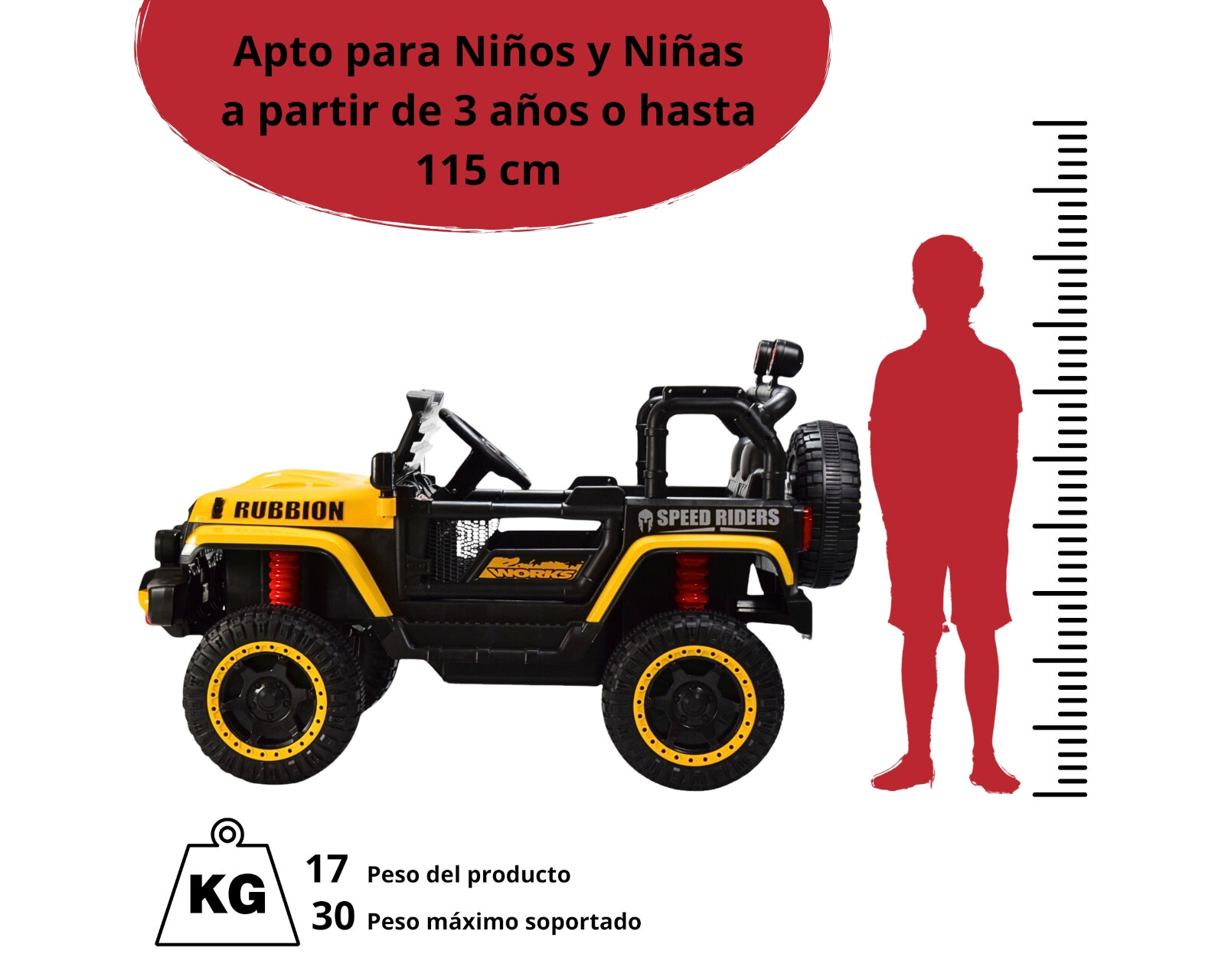 Foto 6 pulgar | Montable Electrico Camioneta Para Niños Control Remoto Luz 12v - Amarillo