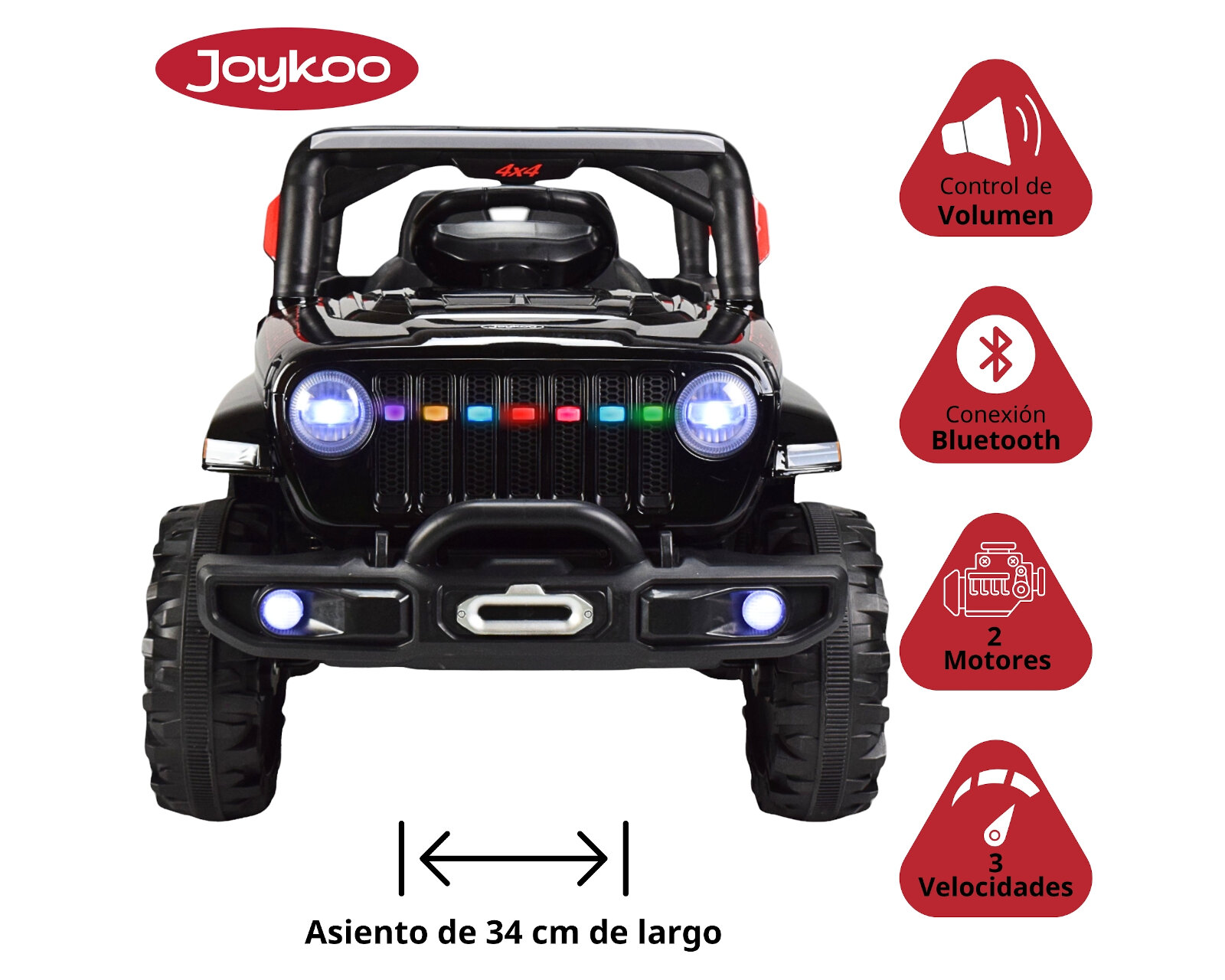 Foto 4 pulgar | Montable Electrico Camioneta 4x4 Control Remoto Luz Led 12v - Negro