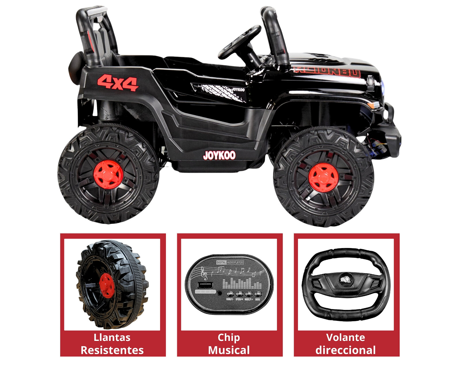 Foto 5 pulgar | Montable Electrico Camioneta 4x4 Control Remoto Luz Led 12v - Negro
