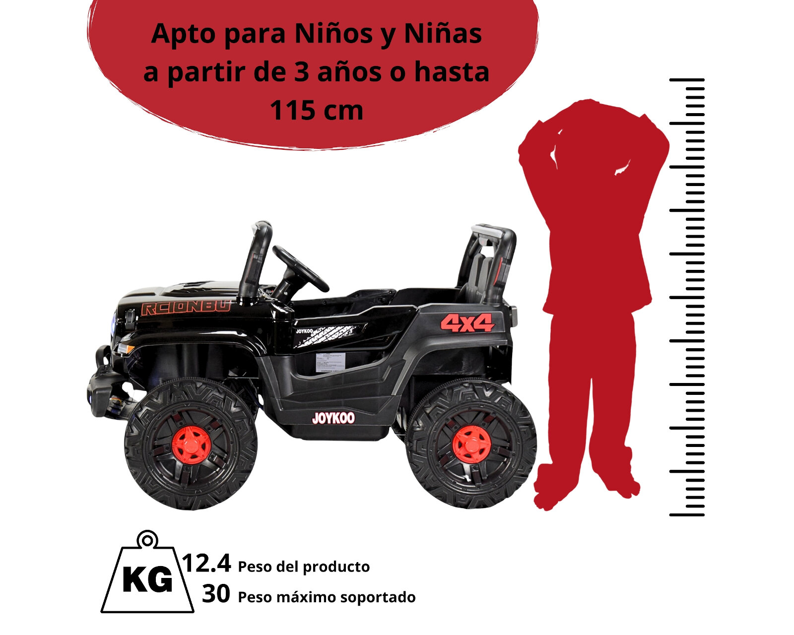 Foto 6 pulgar | Montable Electrico Camioneta 4x4 Control Remoto Luz Led 12v - Negro