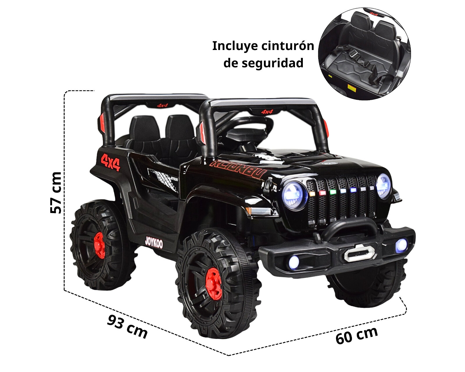 Foto 7 pulgar | Montable Electrico Camioneta 4x4 Control Remoto Luz Led 12v - Negro