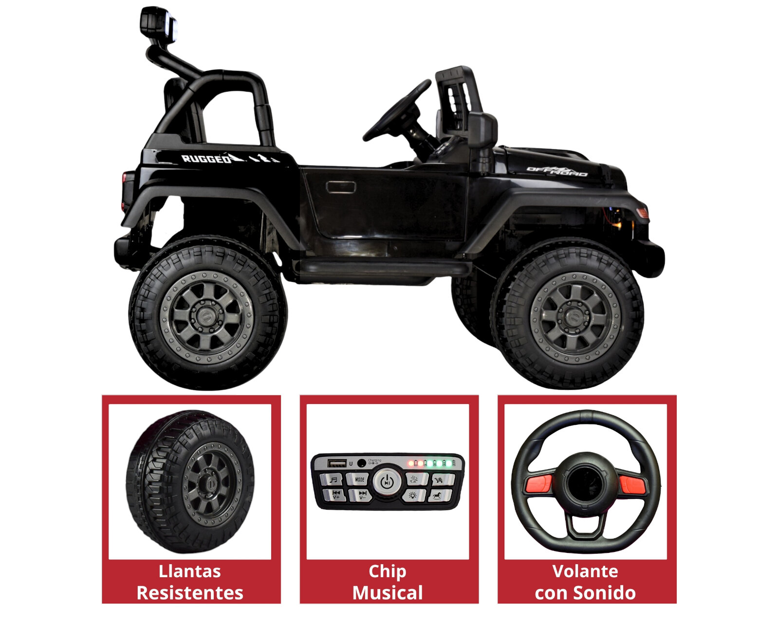 Foto 5 pulgar | Montable Electrico Para Niños Camioneta Control Remoto 12v - Negro