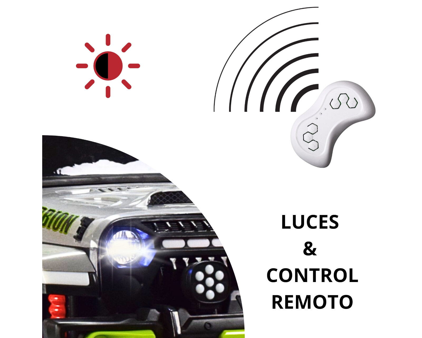Foto 3 pulgar | Montable Electrico Camioneta Para Niños Control Remoto Luz 12v - Gris