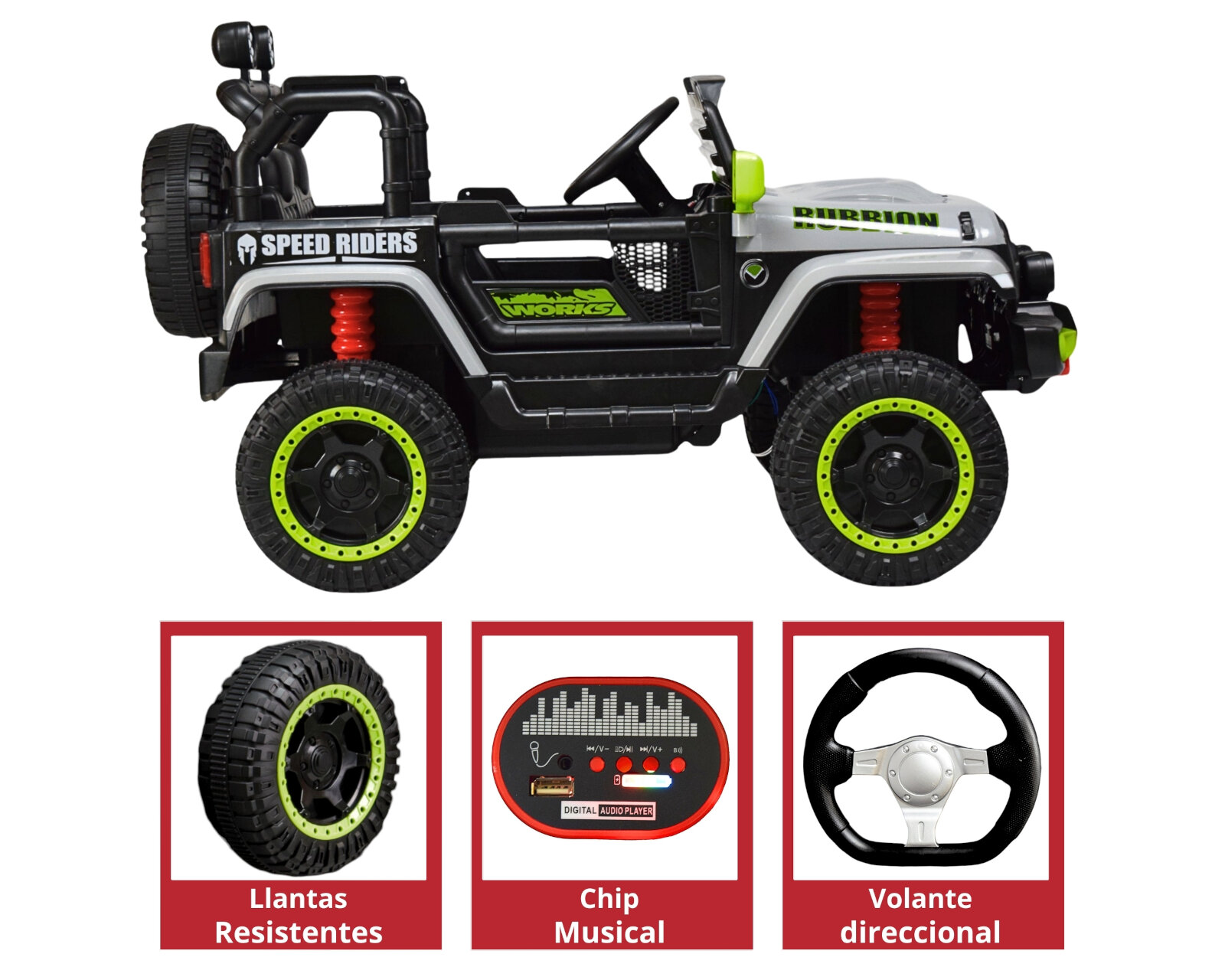 Foto 5 pulgar | Montable Electrico Camioneta Para Niños Control Remoto Luz 12v - Gris