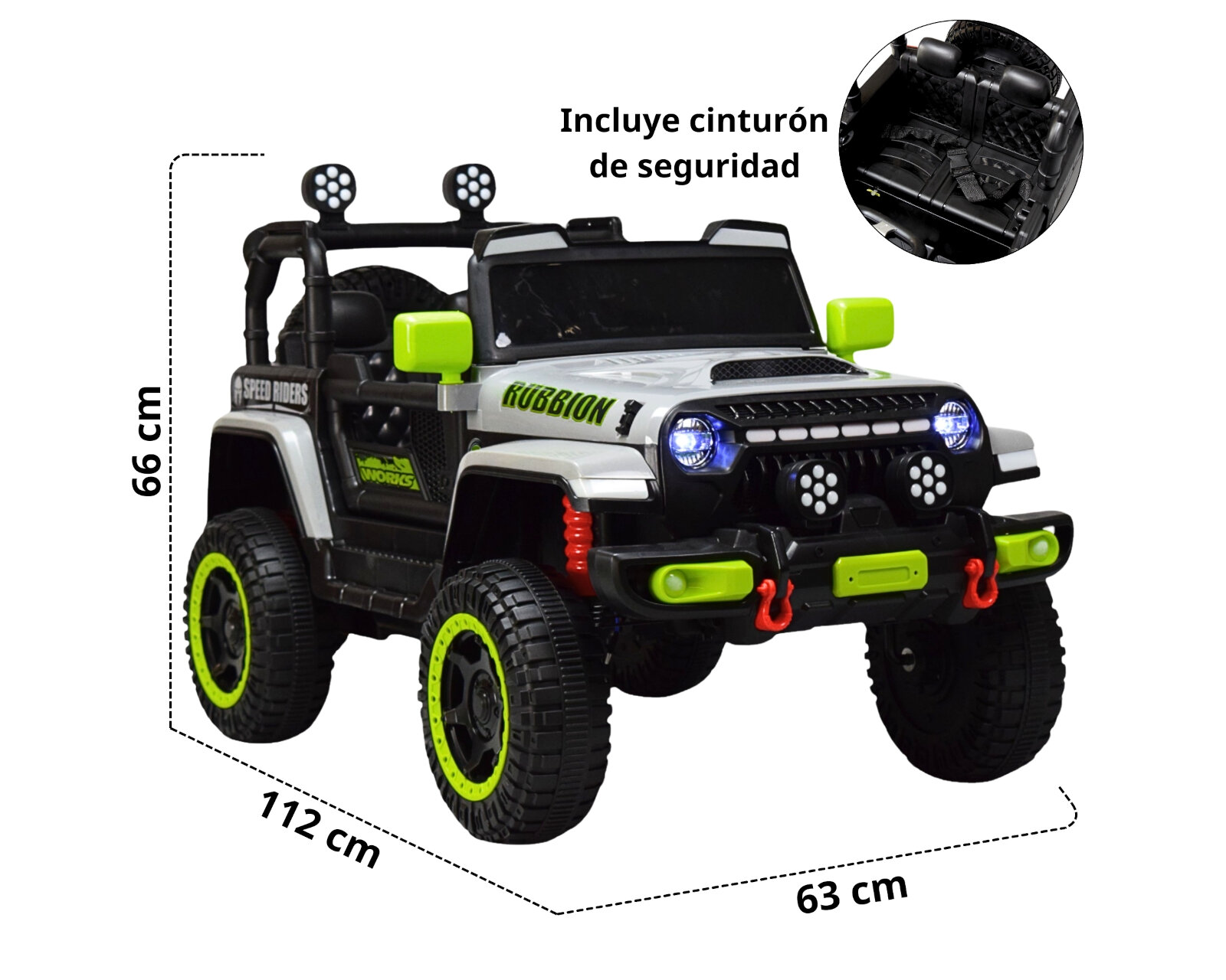 Foto 7 pulgar | Montable Electrico Camioneta Para Niños Control Remoto Luz 12v - Gris