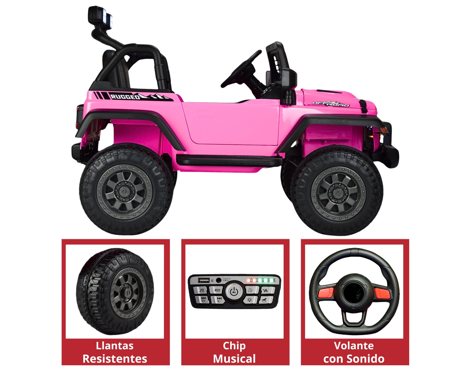 Foto 5 pulgar | Montable Electrico Para Niños Camioneta Control Remoto 12v - Rosa