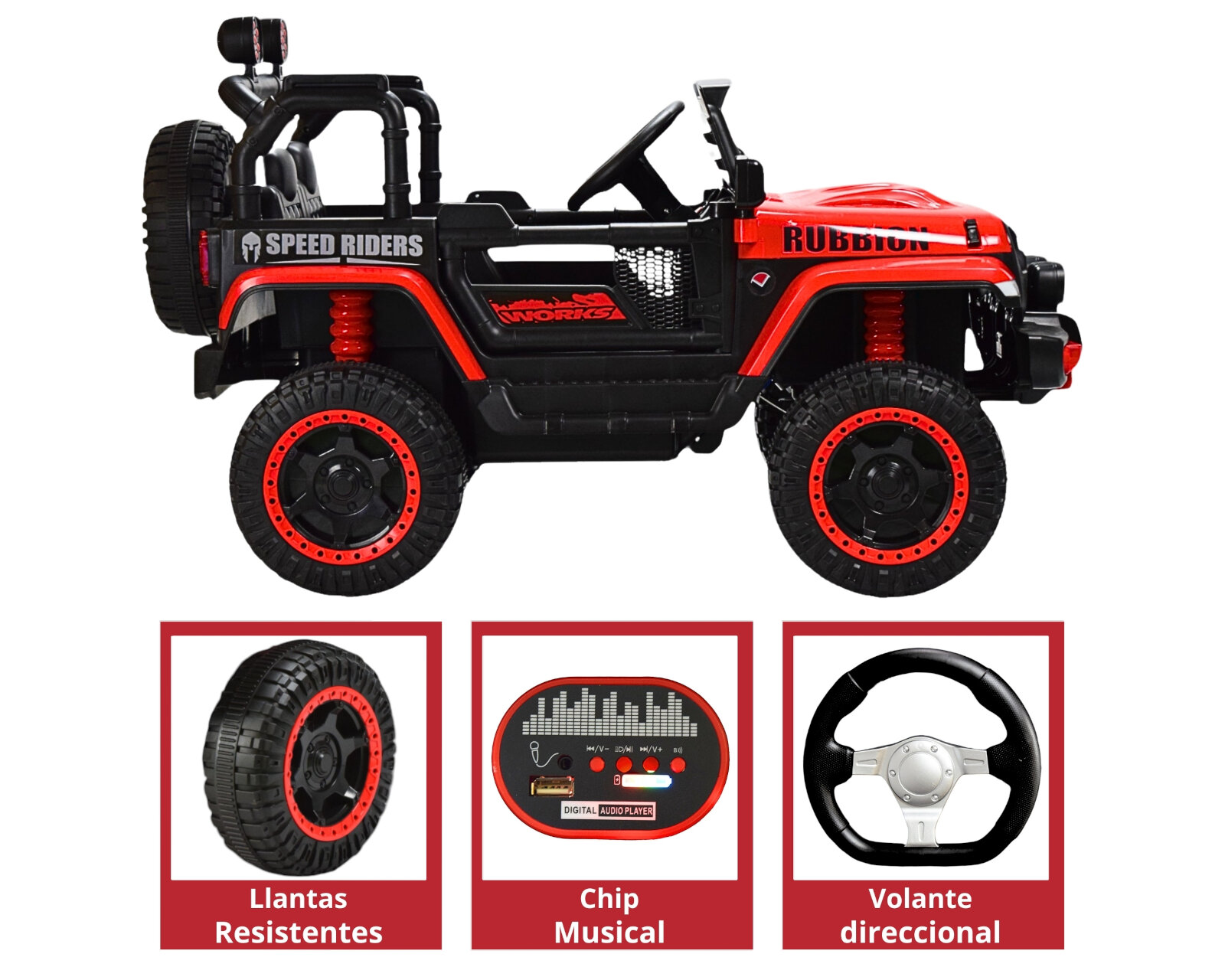Foto 5 pulgar | Montable Electrico Camioneta Para Niños Control Remoto Luz 12v - Rojo