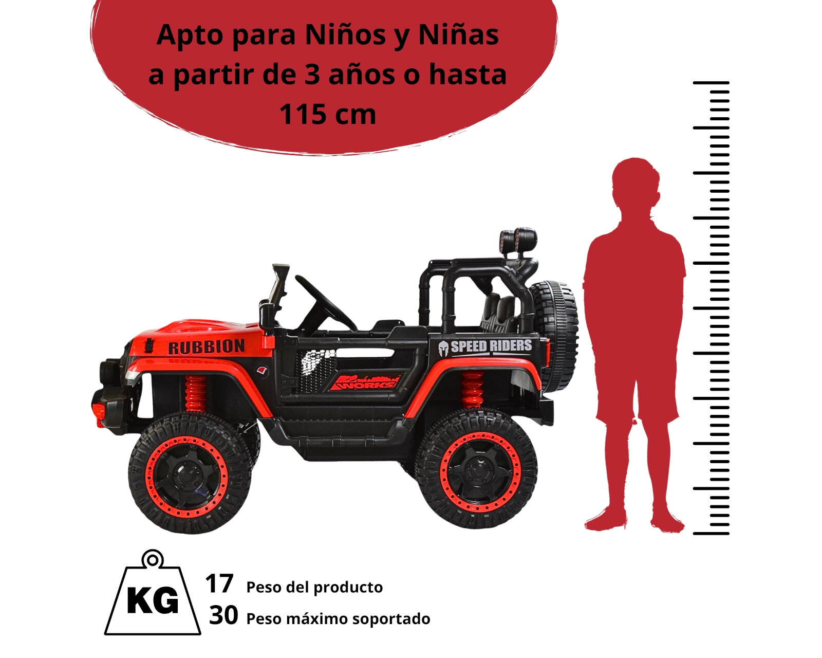 Foto 6 pulgar | Montable Electrico Camioneta Para Niños Control Remoto Luz 12v - Rojo