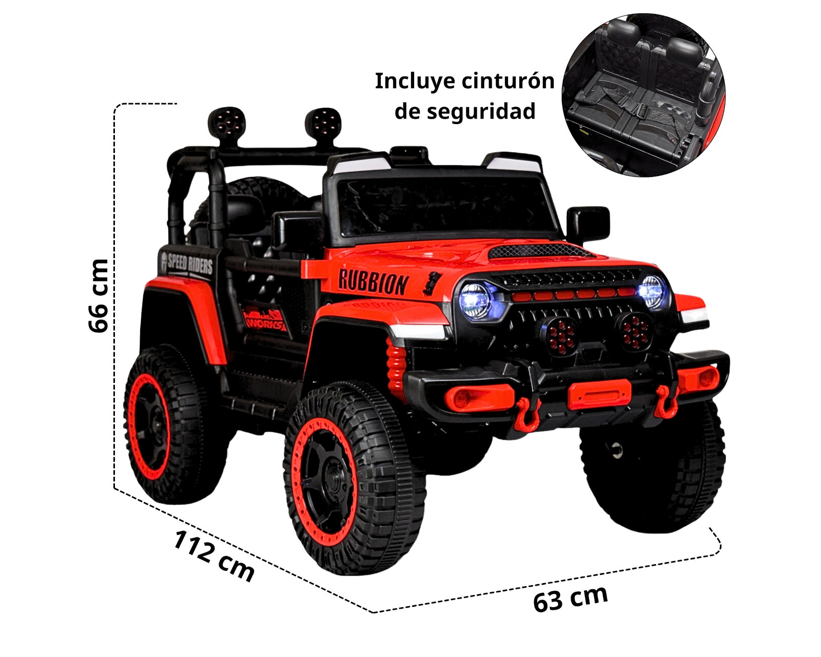 Foto 7 pulgar | Montable Electrico Camioneta Para Niños Control Remoto Luz 12v - Rojo