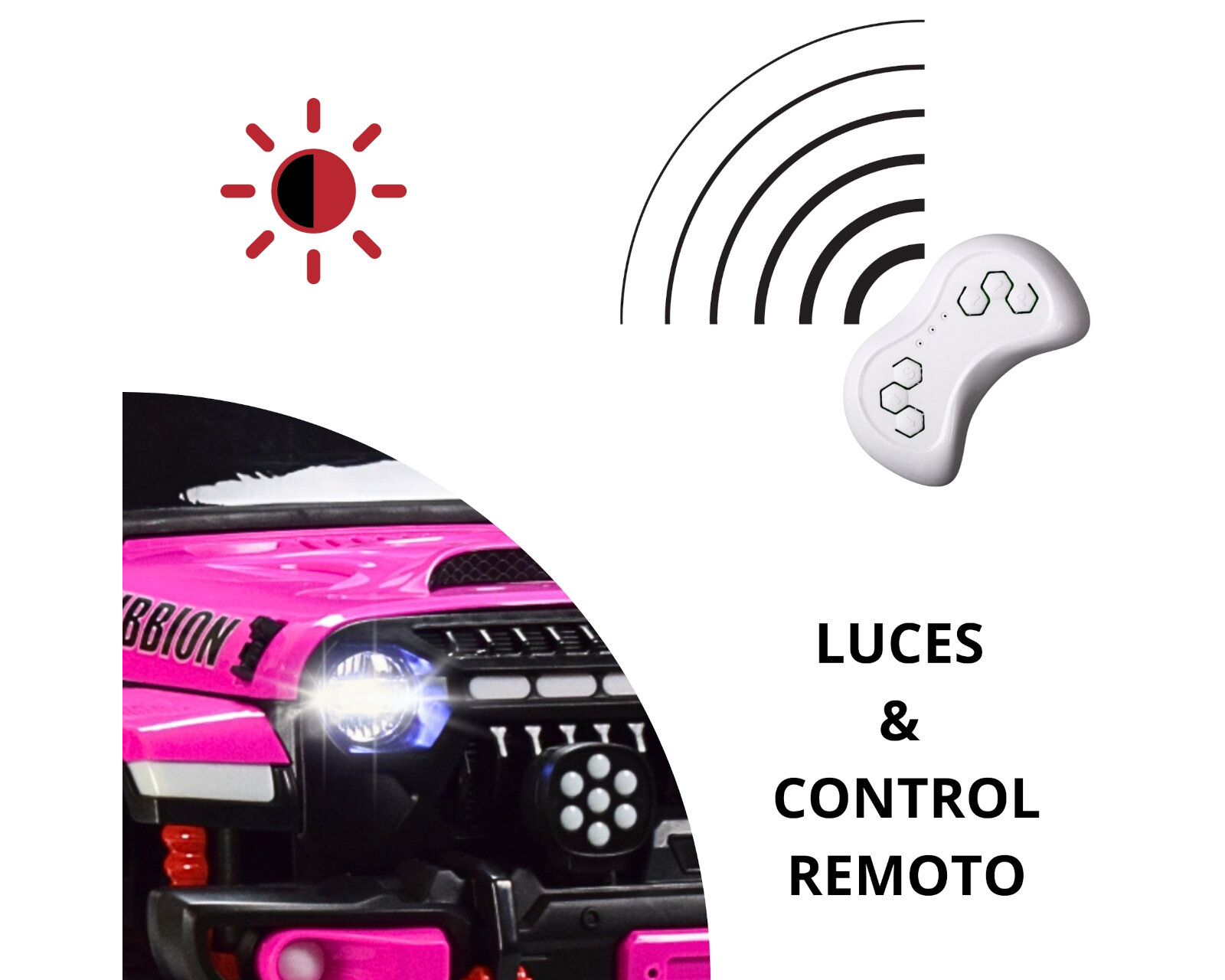 Foto 3 pulgar | Montable Electrico Camioneta Para Niños Control Remoto Luz 12v - Rosa