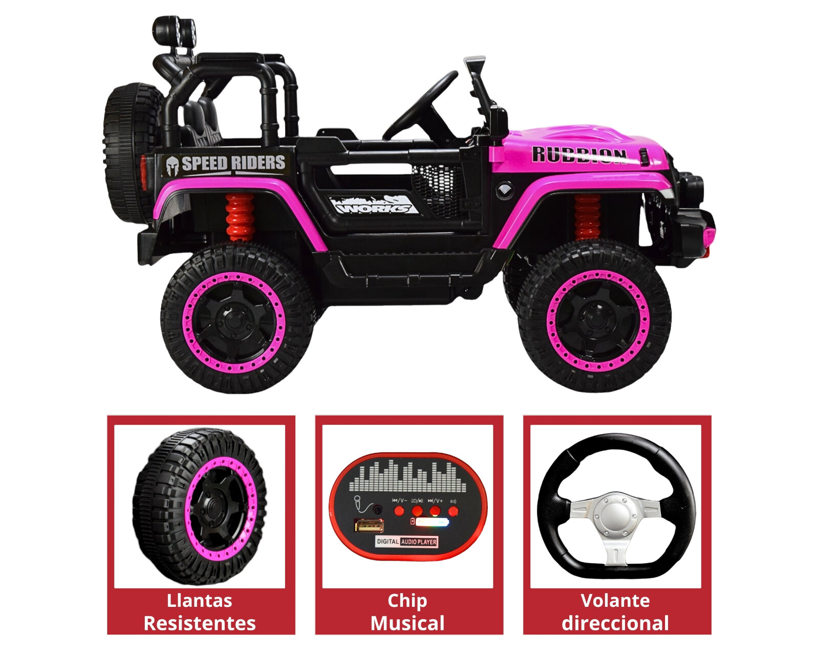 Foto 5 pulgar | Montable Electrico Camioneta Para Niños Control Remoto Luz 12v - Rosa