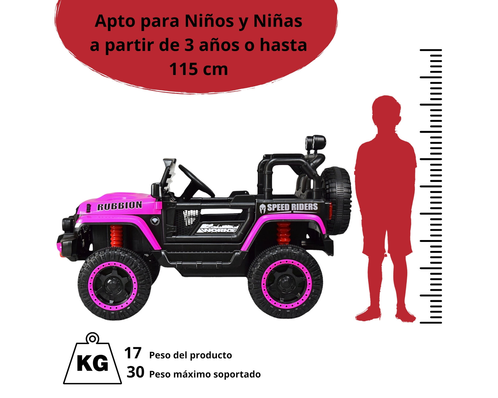 Foto 6 pulgar | Montable Electrico Camioneta Para Niños Control Remoto Luz 12v - Rosa