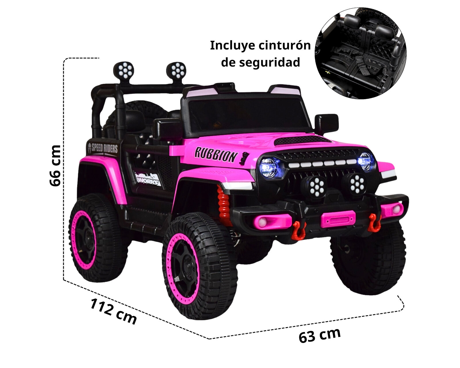 Foto 7 pulgar | Montable Electrico Camioneta Para Niños Control Remoto Luz 12v - Rosa