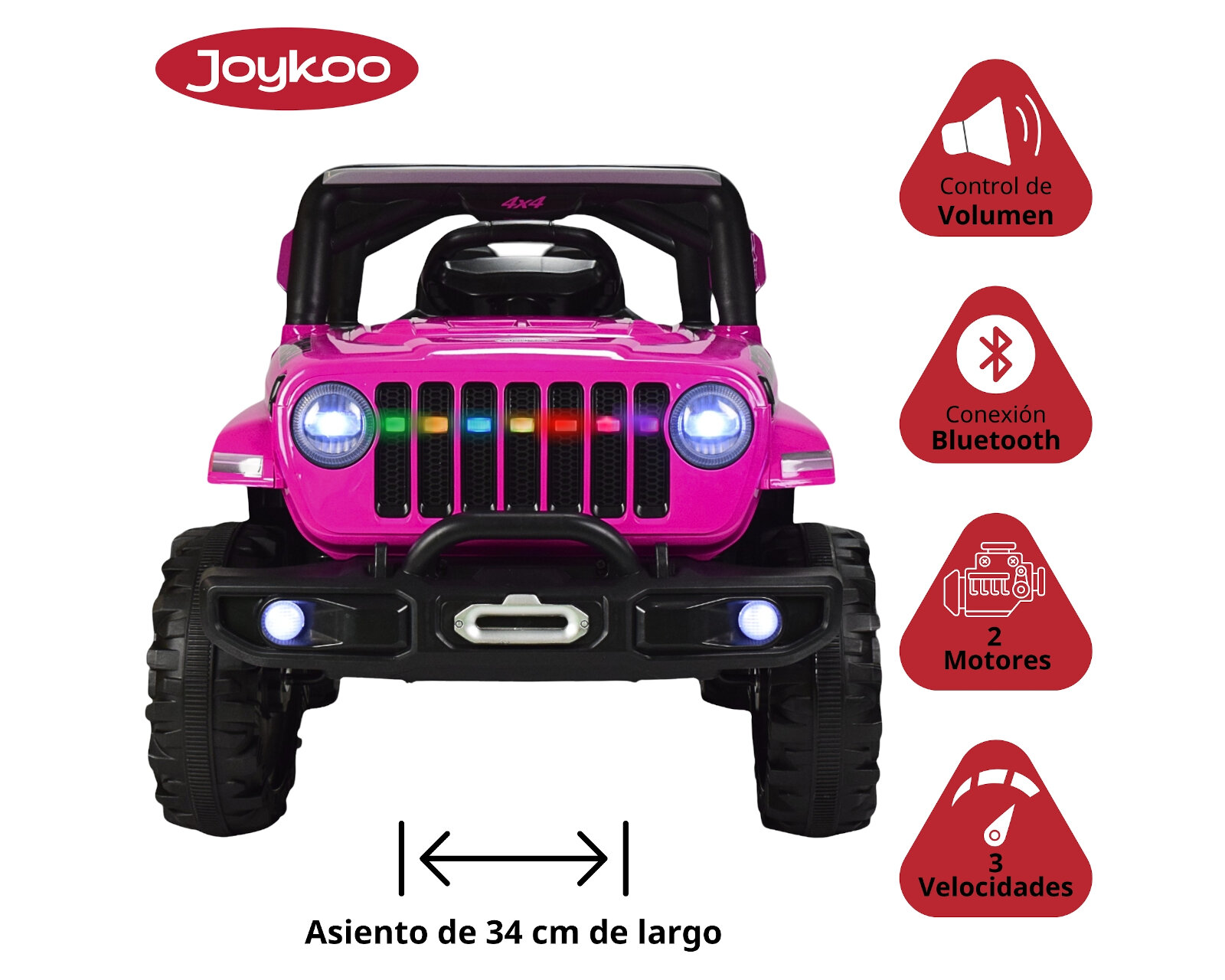 Foto 4 pulgar | Montable Electrico Camioneta 4x4 Control Remoto Luz Led 12v - Rosa
