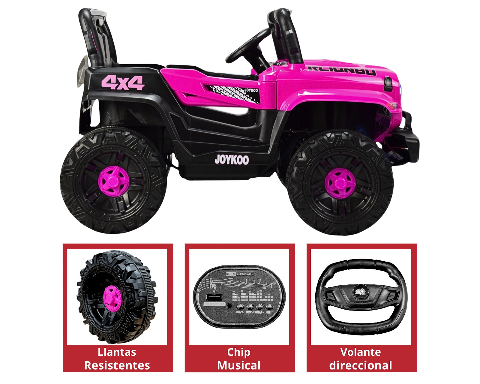Foto 5 pulgar | Montable Electrico Camioneta 4x4 Control Remoto Luz Led 12v - Rosa