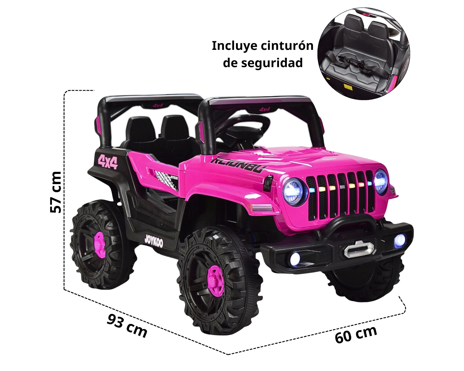 Foto 7 pulgar | Montable Electrico Camioneta 4x4 Control Remoto Luz Led 12v - Rosa