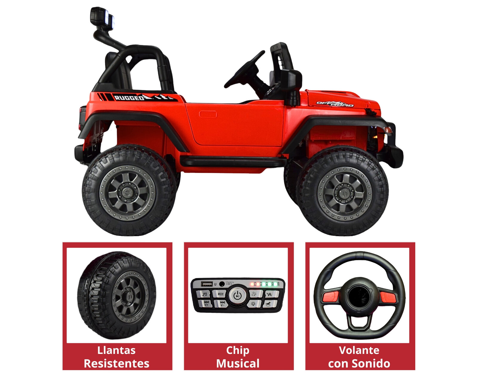 Foto 5 pulgar | Montable Electrico Para Niños Camioneta Control Remoto 12v - Rojo