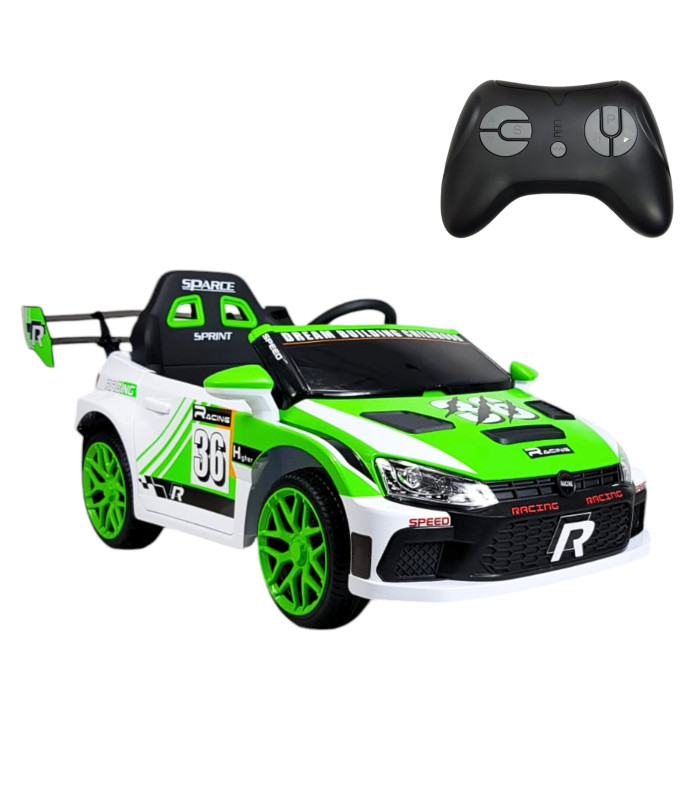 Montable Eléctrico para Niños Rally Con Control Remoto Sonido Bluetooth Luz Led 12v - Verde