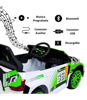 Foto 3 | Montable Eléctrico para Niños Rally Con Control Remoto Sonido Bluetooth Luz Led 12v - Verde